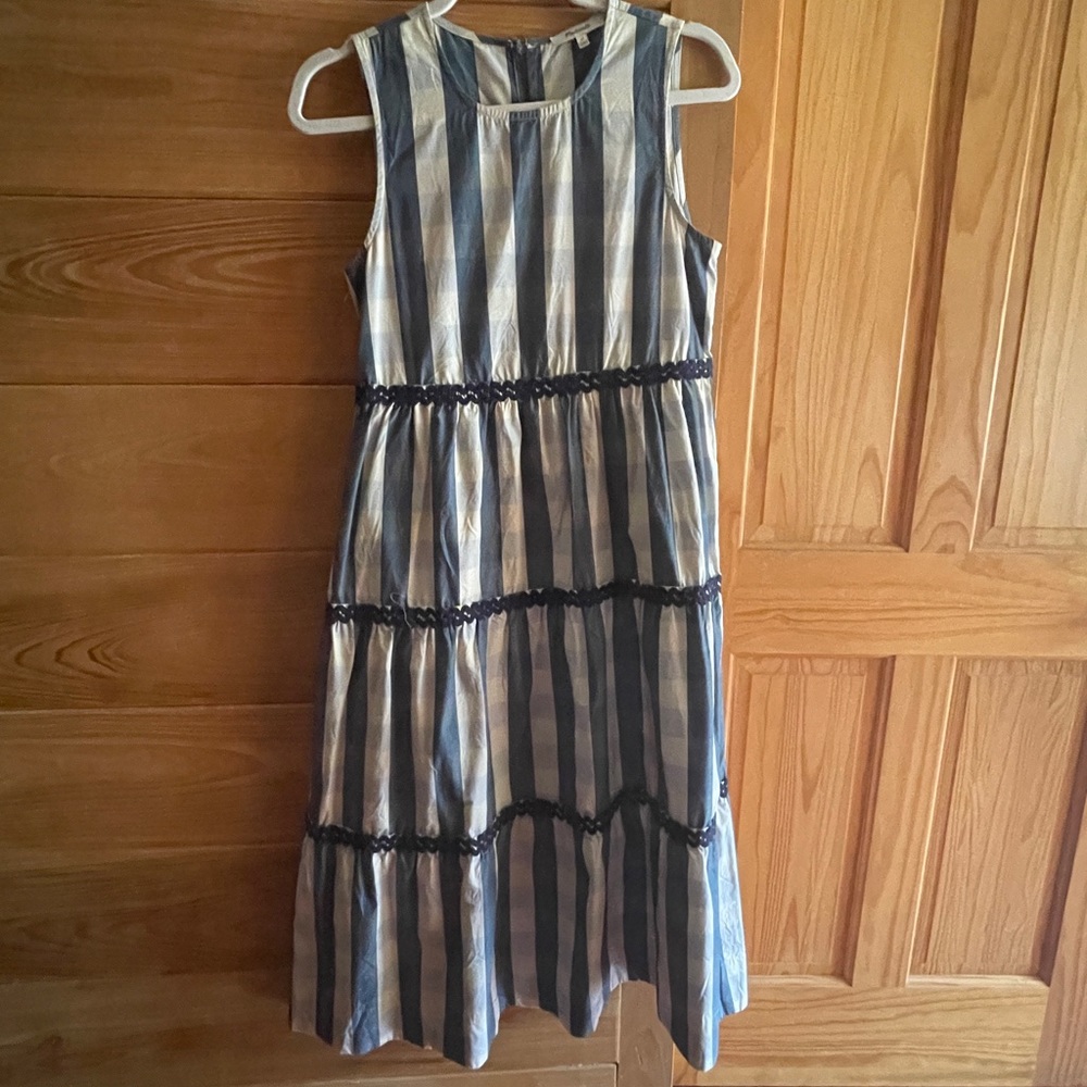Madewell Petite Rickrack Cattail Tiered Dress in Gingham Check